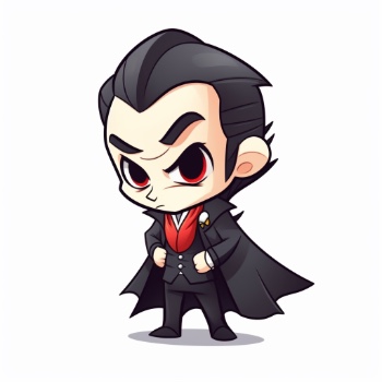 Illustration of Count Dracula as a Cute Character in Chibi Style