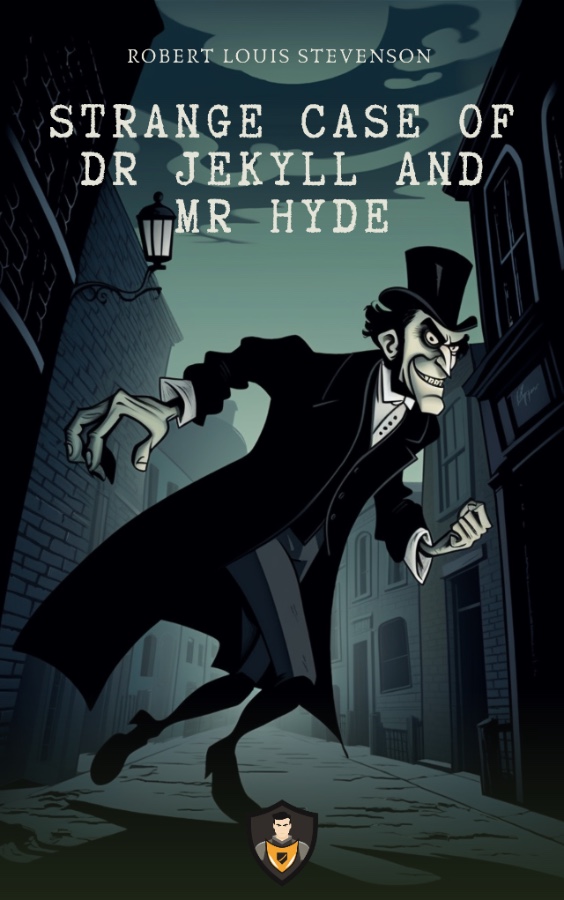 Strange Case of Dr Jekyll and Mr Hyde by Robert Louis Stevenson Cover with Illustration of Mr Hyde running on the street at night